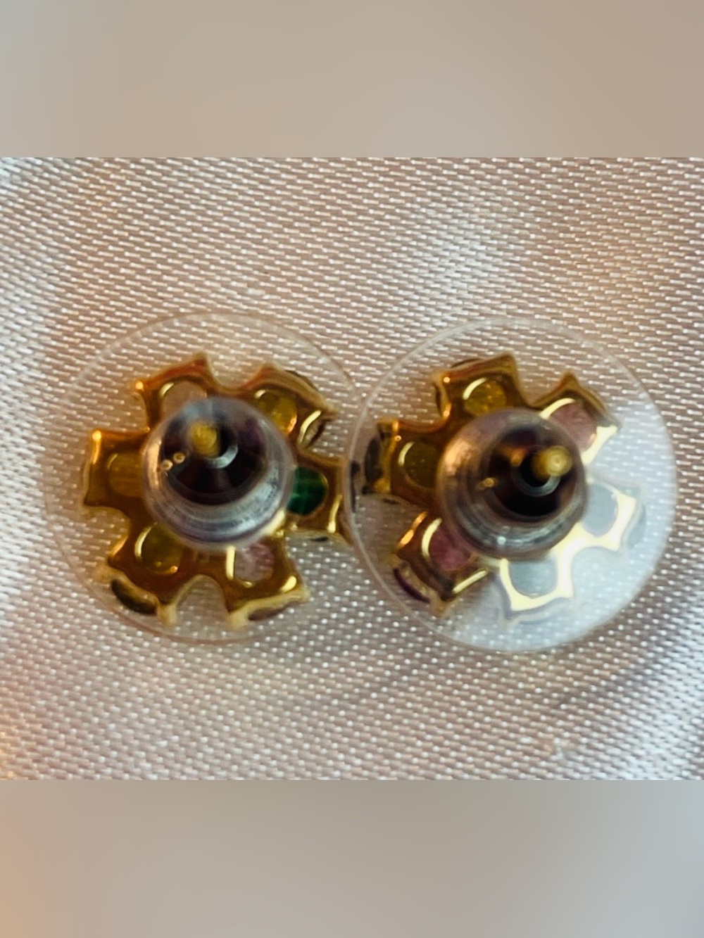 New Genuine colorful tourmaline gold gf earrings studs - Picture 6 of 11